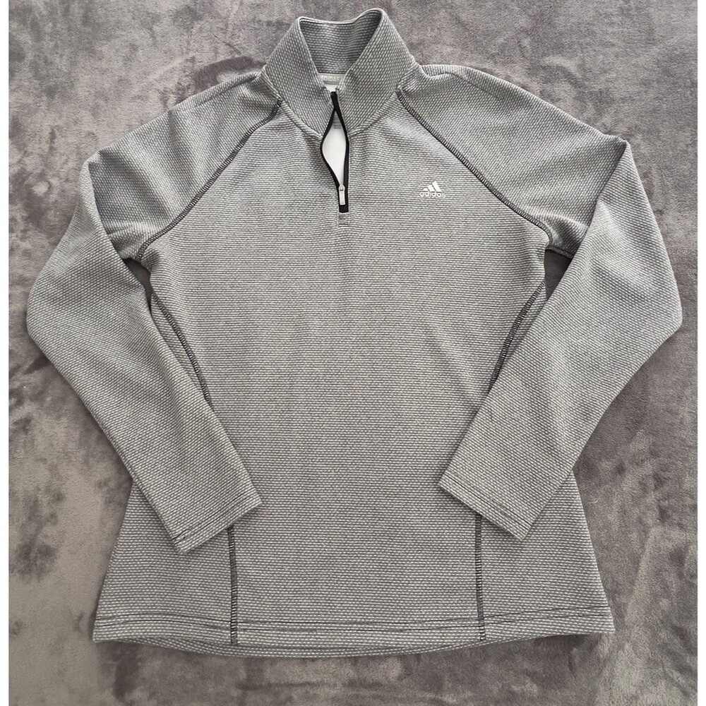 Adidas Golf Women’s Gray Heather 1/4 Zip Textured Knit Pullover Sweater Sz M - Picture 4 of 9
